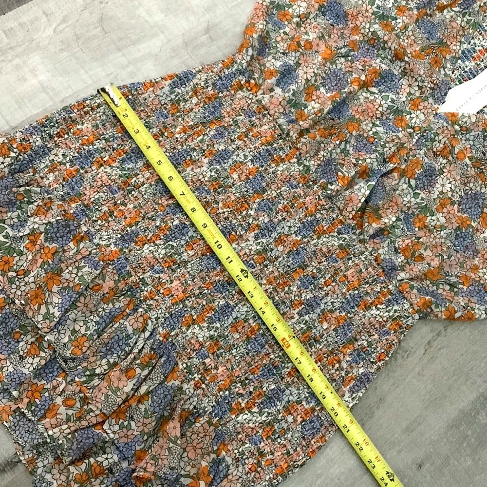 VERONICA Beard Sara dress silk multicolor floral smocking & ruffled hemline 16 - Picture 11 of 13